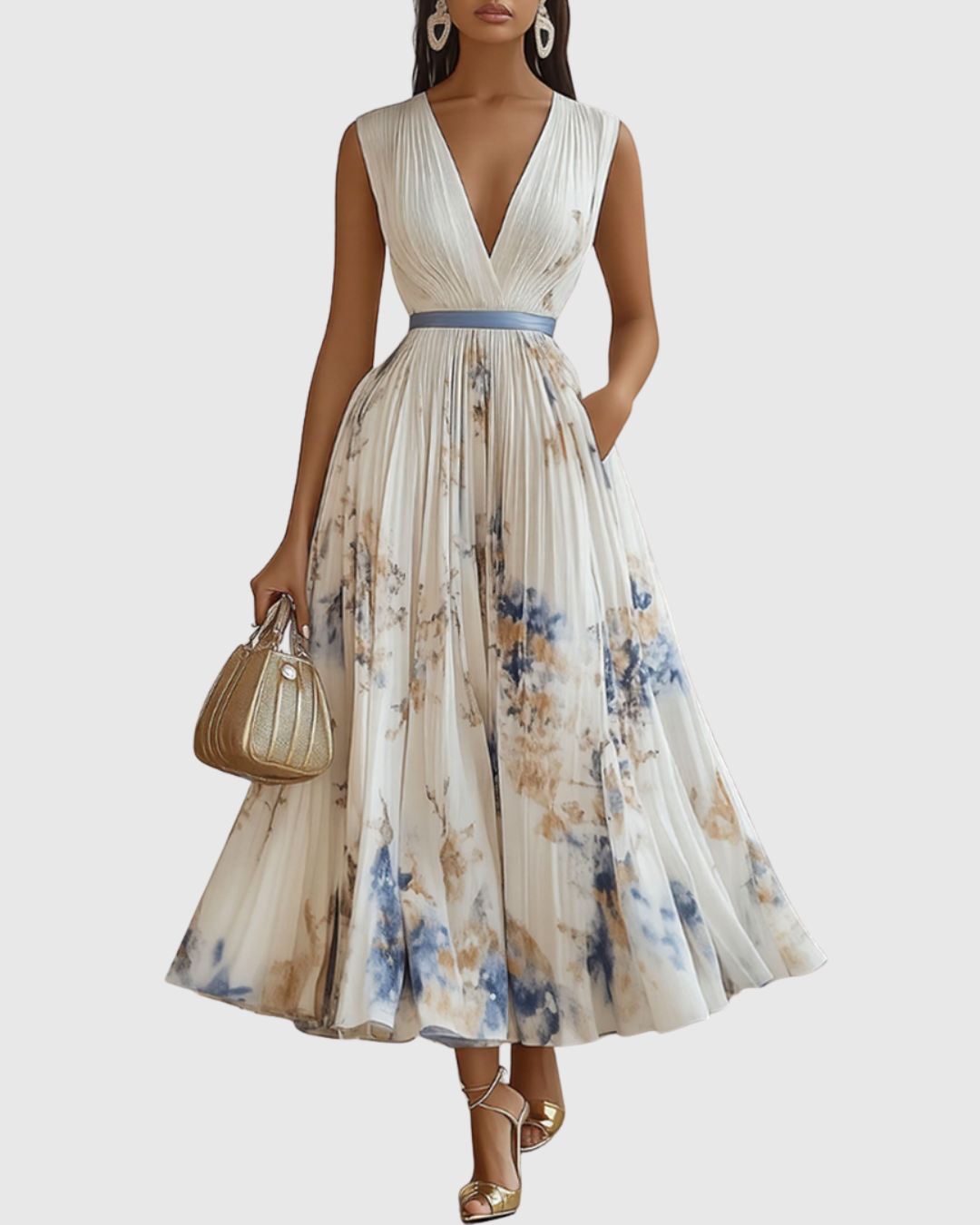 Image of Carla | Women's Sleeveless A-Line Midi Dress