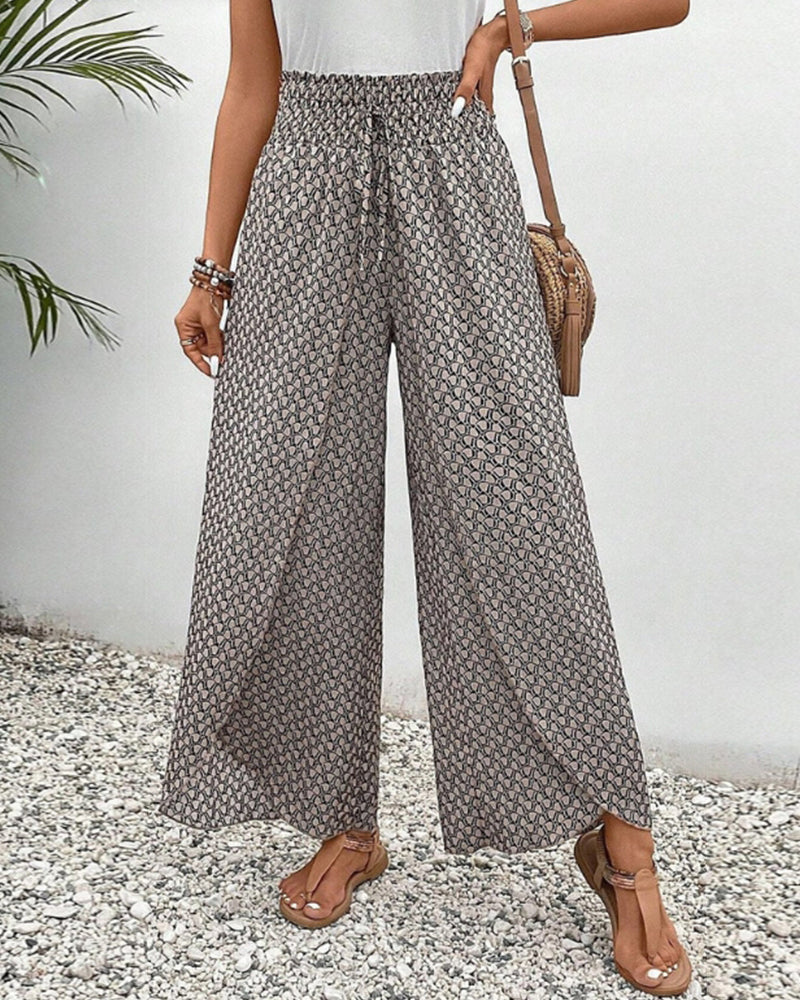 Couture-moda | Lightweight Flowing Casual Wear Leg Trousers with Elastic Waist - Image 1