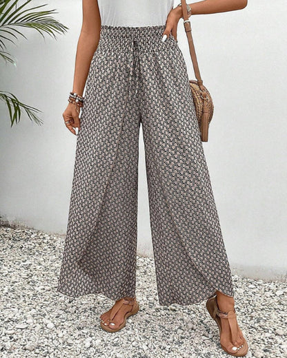 Couture-moda | Lightweight Flowing Casual Wear Leg Trousers with Elastic Waist - Image 1