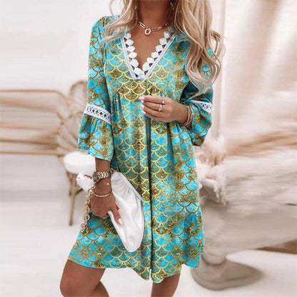 Image of Cynthia | Women's V-Neck A-Line Mini Dress