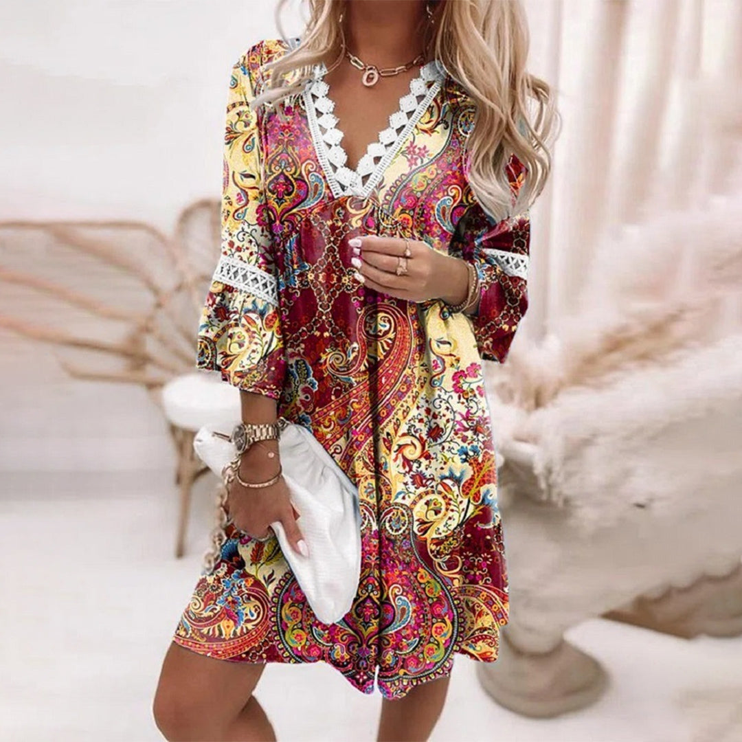 Image of Cynthia | Women's V-Neck A-Line Mini Dress