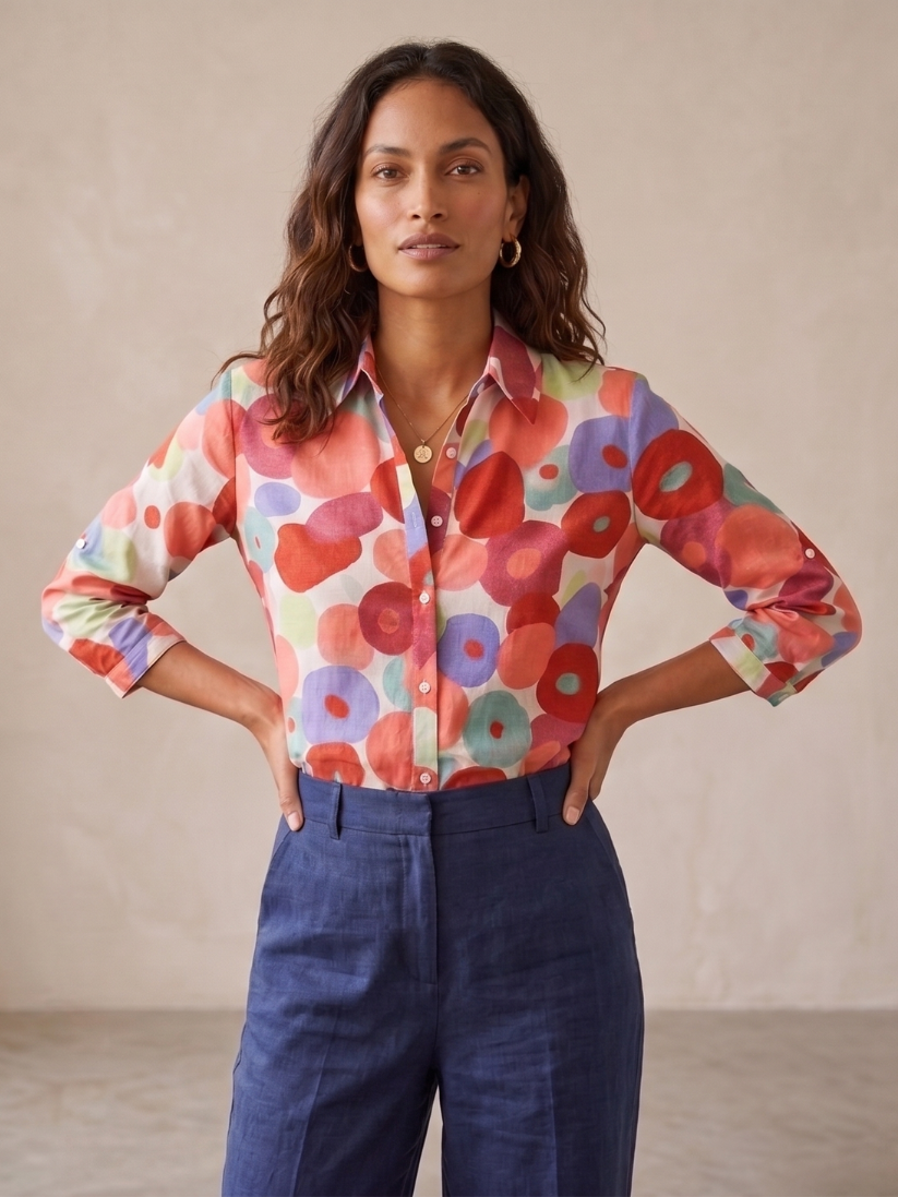 Cynthia | Women's Button-Down Floral Blouse - Image 1