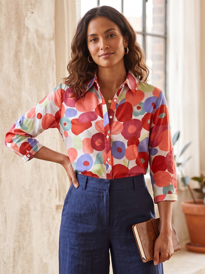 Cynthia | Women's Button-Down Floral Blouse - Image 3