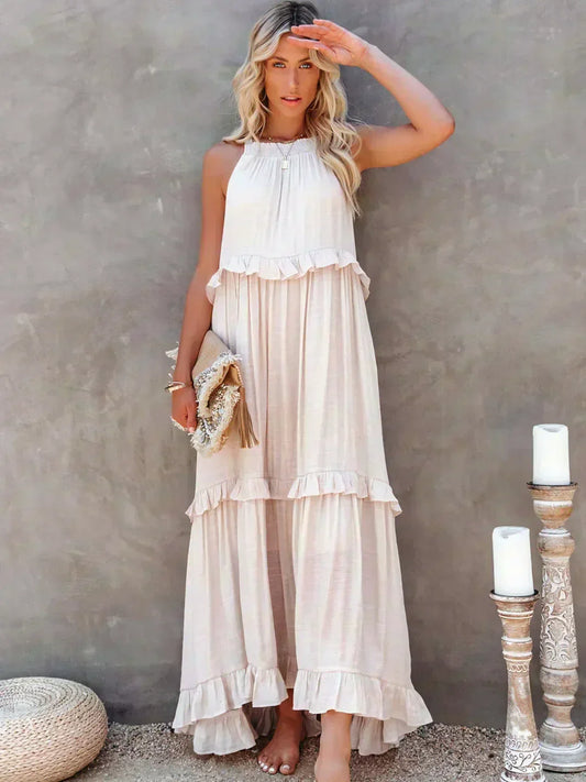 Molly | Elegant Sleeveless Ruffle Trim Dress for Women - Image 1
