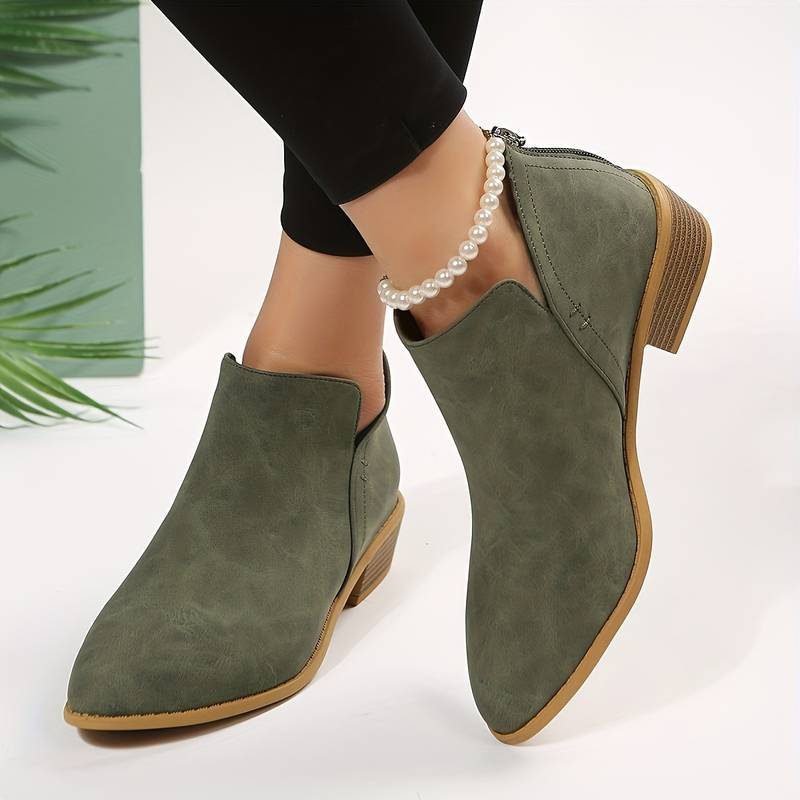 Riley | Women's Wedge Heel Pointed Toe Ankle Boots - Image 1