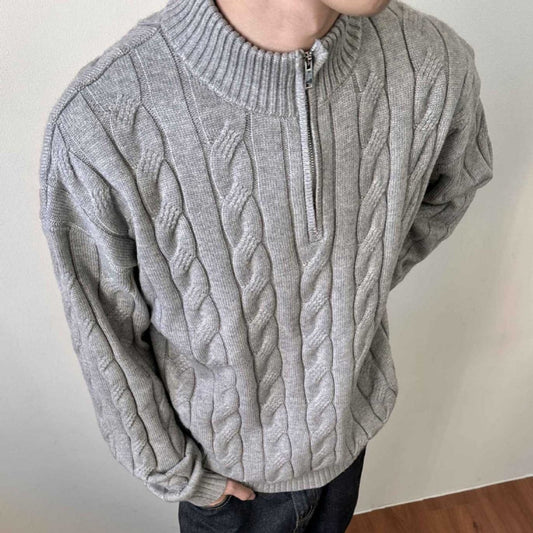 Andy | Men's Quarter-Zip Cable Knit Sweater - Image 1