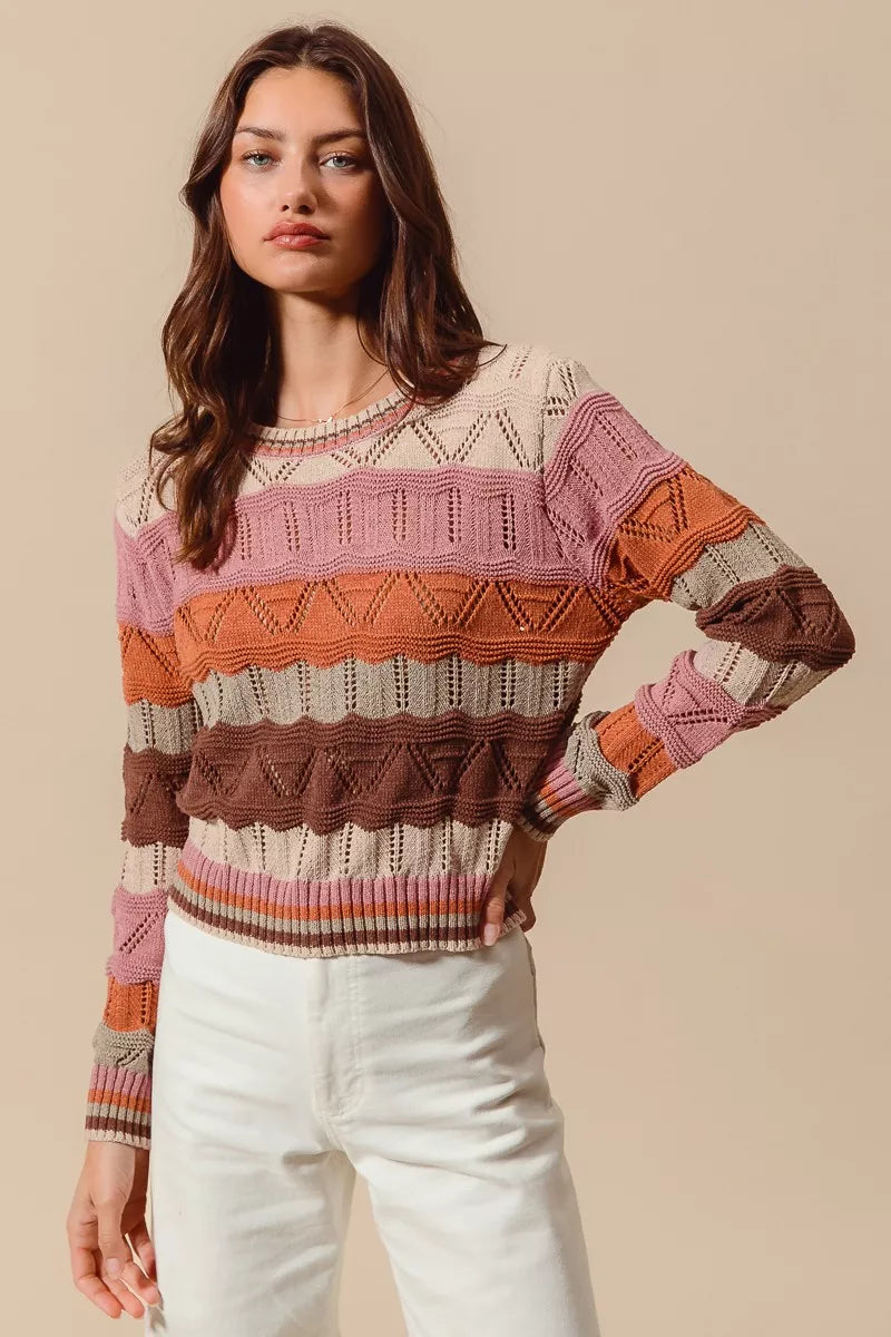 Jamie | Women's Striped Long Sleeve Sweater - Image 7