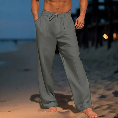 Mason | Unicoloured Relaxed Linen Trousers for Summer Style - Image 1