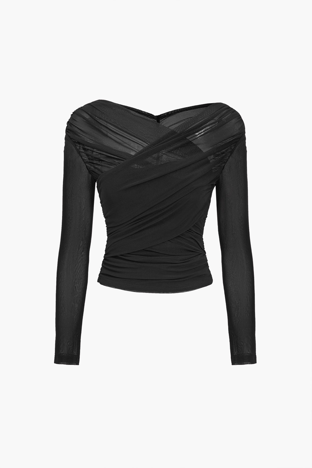 Fern | Women's Ruched Mesh Long Sleeve Top - Image 6
