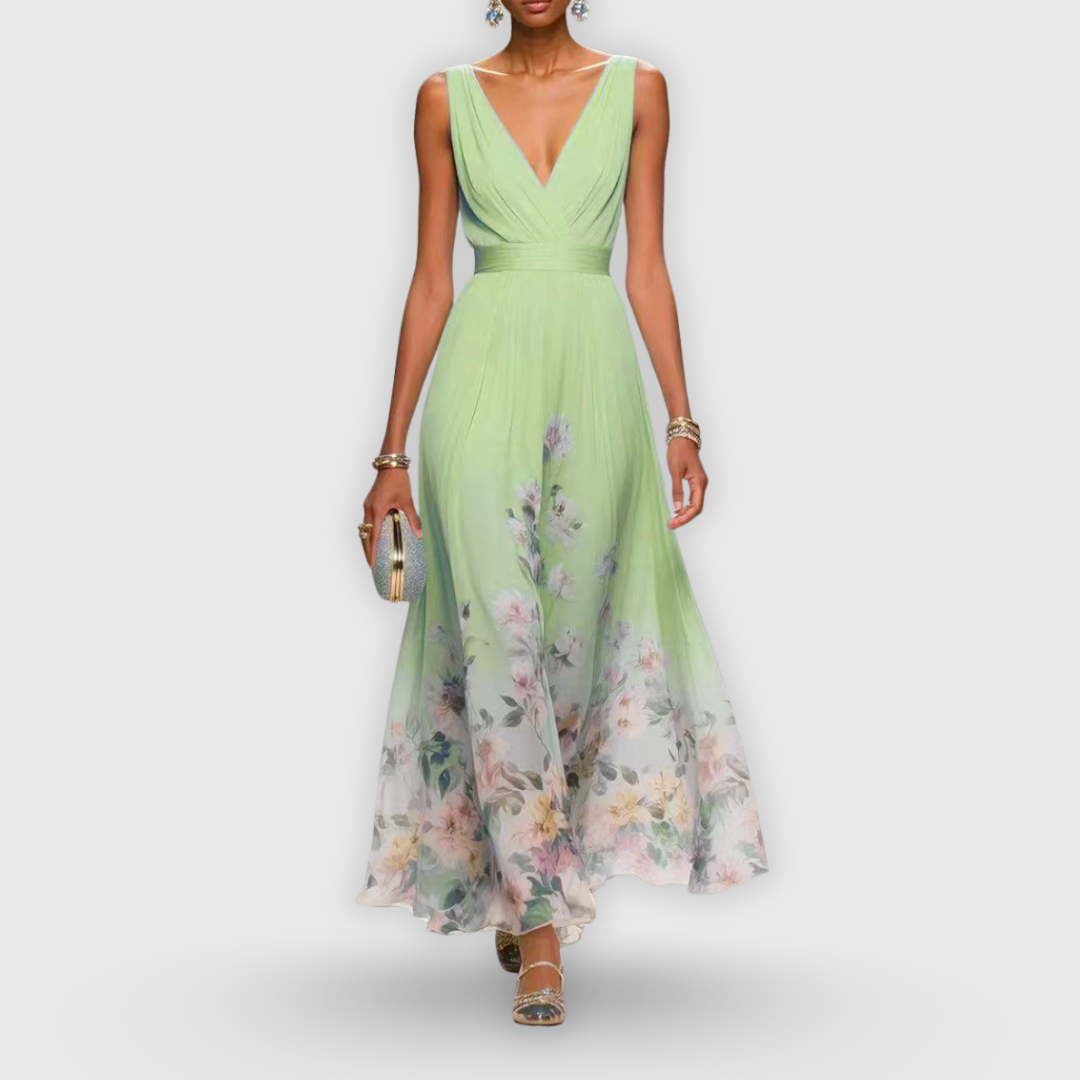 Image of Deanna | Women's Sleeveless Floral V-Neck Maxi Dress