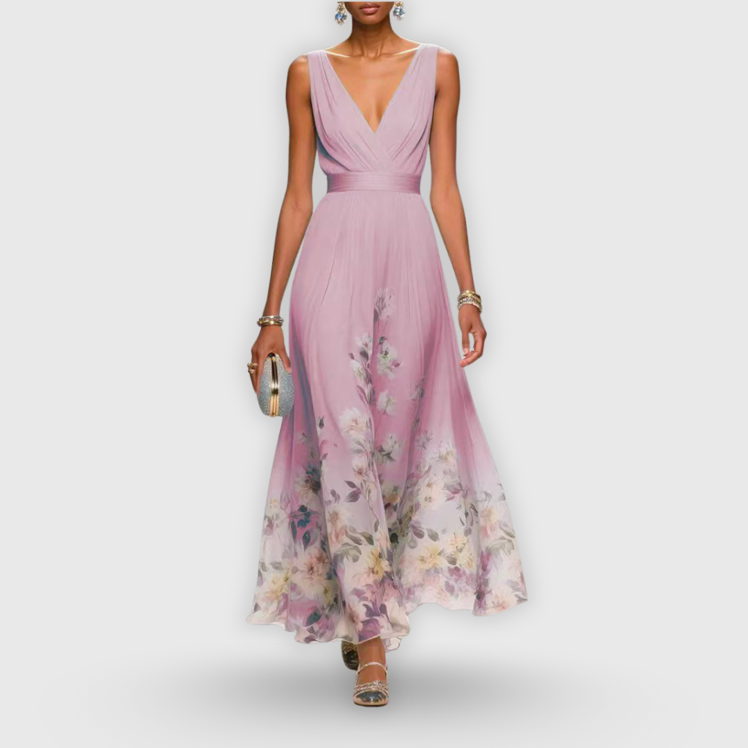 Image of Deanna | Women's Sleeveless Floral V-Neck Maxi Dress