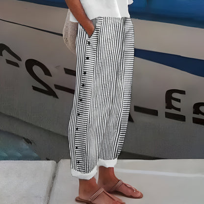 Image of Debra | Women's High-Waisted Striped Pants