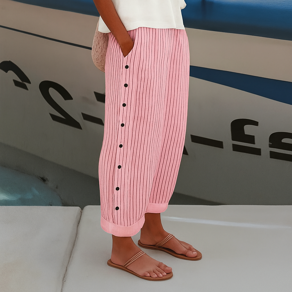Image of Debra | Women's High-Waisted Striped Pants