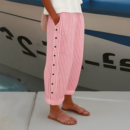 Image of Debra | Women's High-Waisted Striped Pants