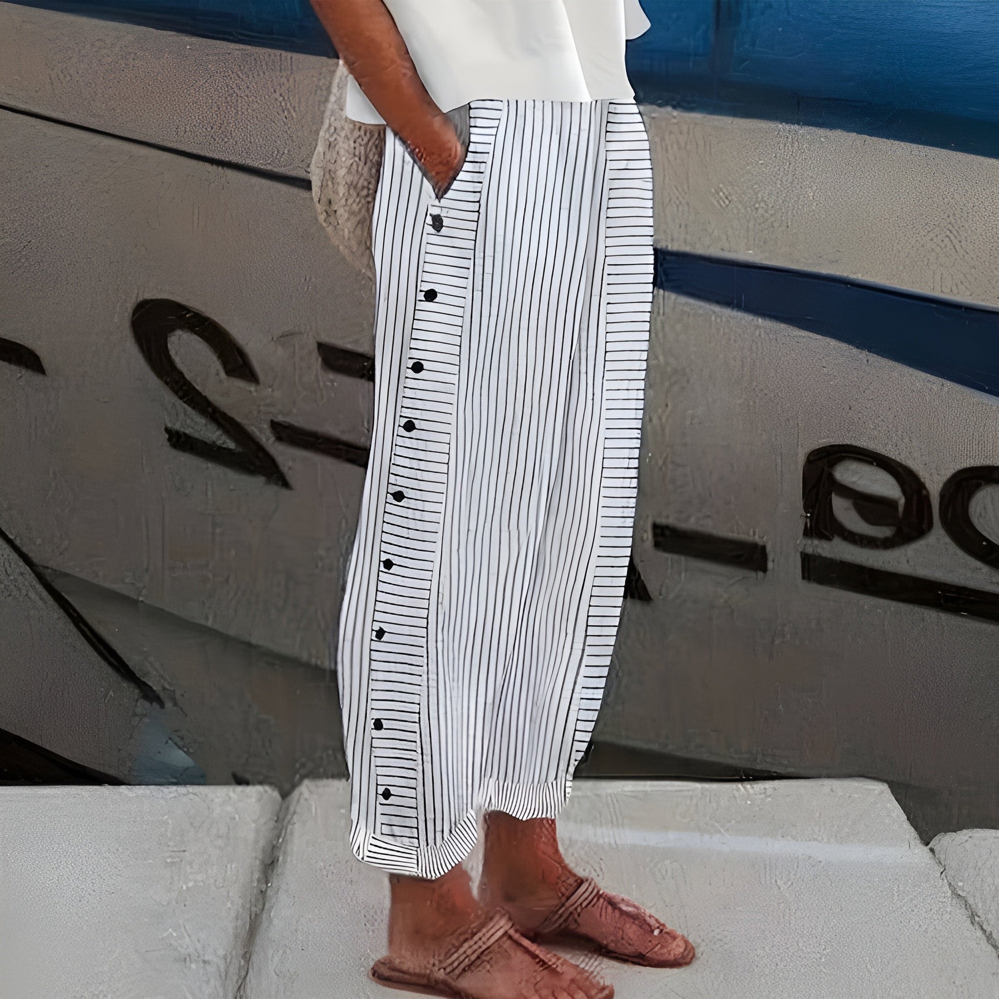 Image of Debra | Women's High-Waisted Striped Pants