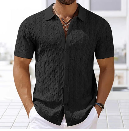 David | Retro Stylish Jacquard Knit Polo for Men - Image 7
