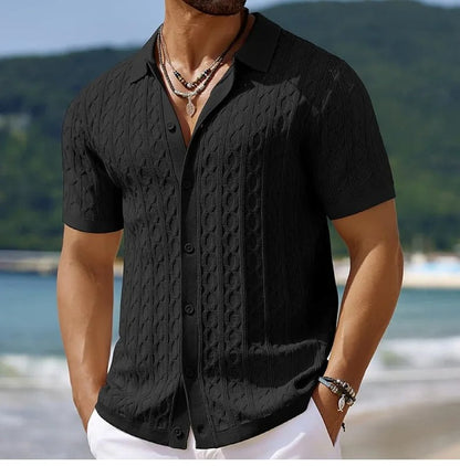 David | Retro Stylish Jacquard Knit Polo for Men - Image 8