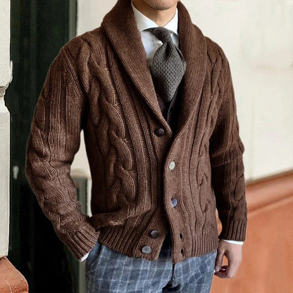 Kevin | Men's Shawl Collar Cable Knit Sweater - Image 3