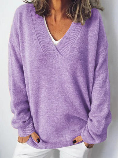 Jeanette | Women's Oversized V-Neck Sweater - Image 10