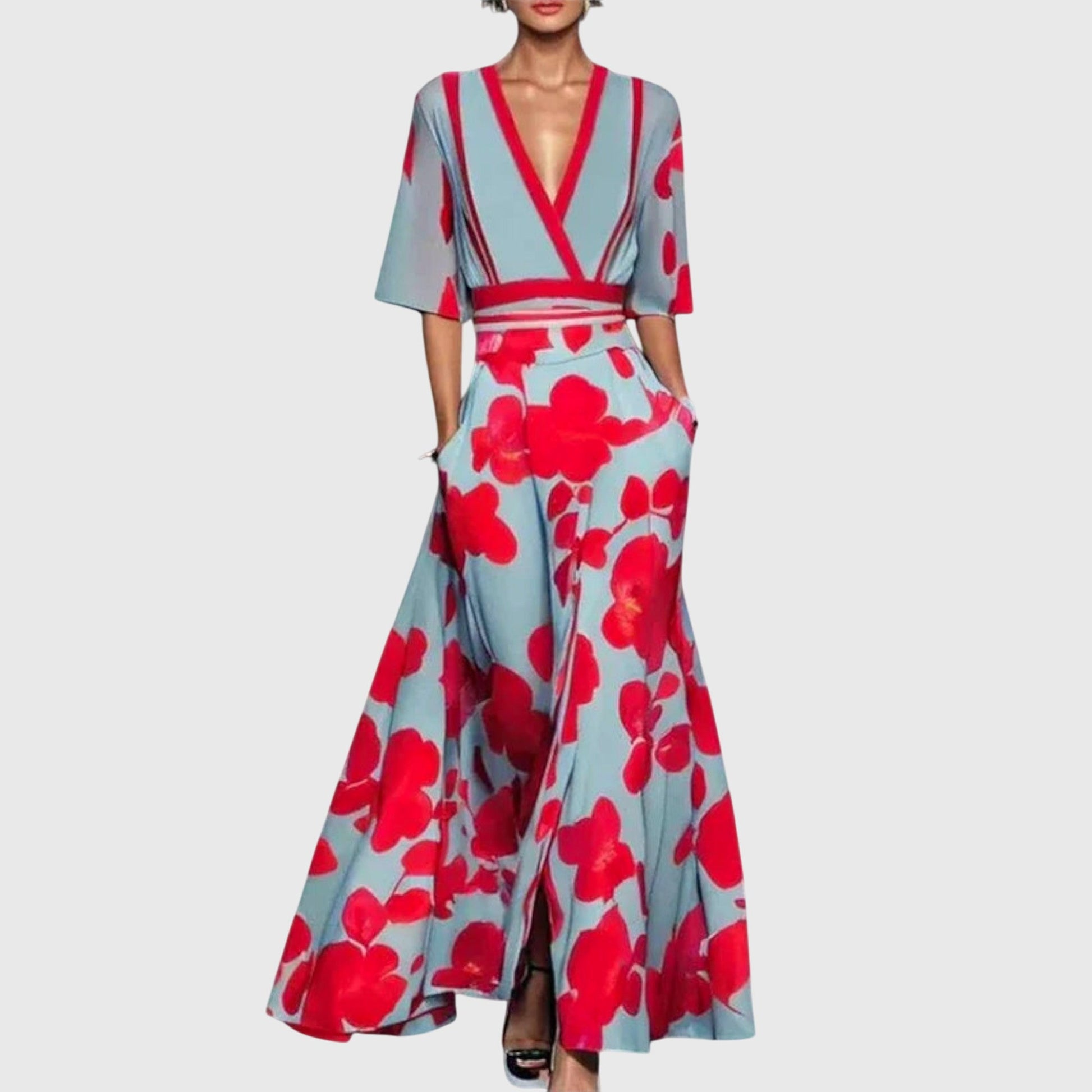 Image of Donna | Women's V-Neck Wrap Maxi Dress