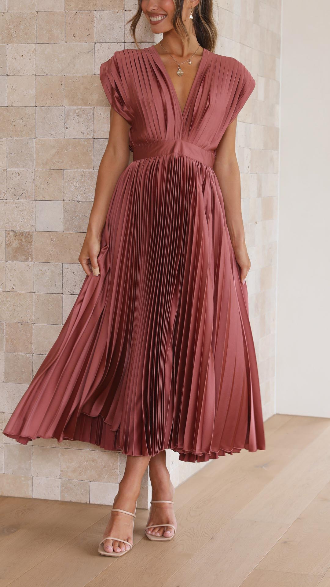 Image of Doris | Women's V-Neck Fit & Flare Midi Dress