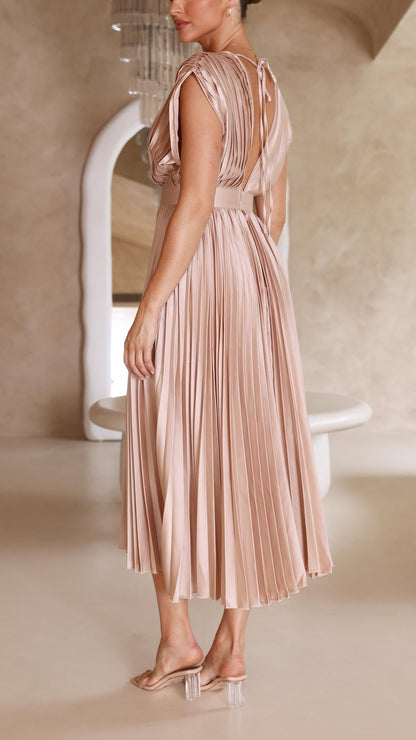 Image of Doris | Women's V-Neck Fit & Flare Midi Dress
