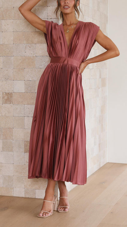Image of Doris | Women's V-Neck Fit & Flare Midi Dress