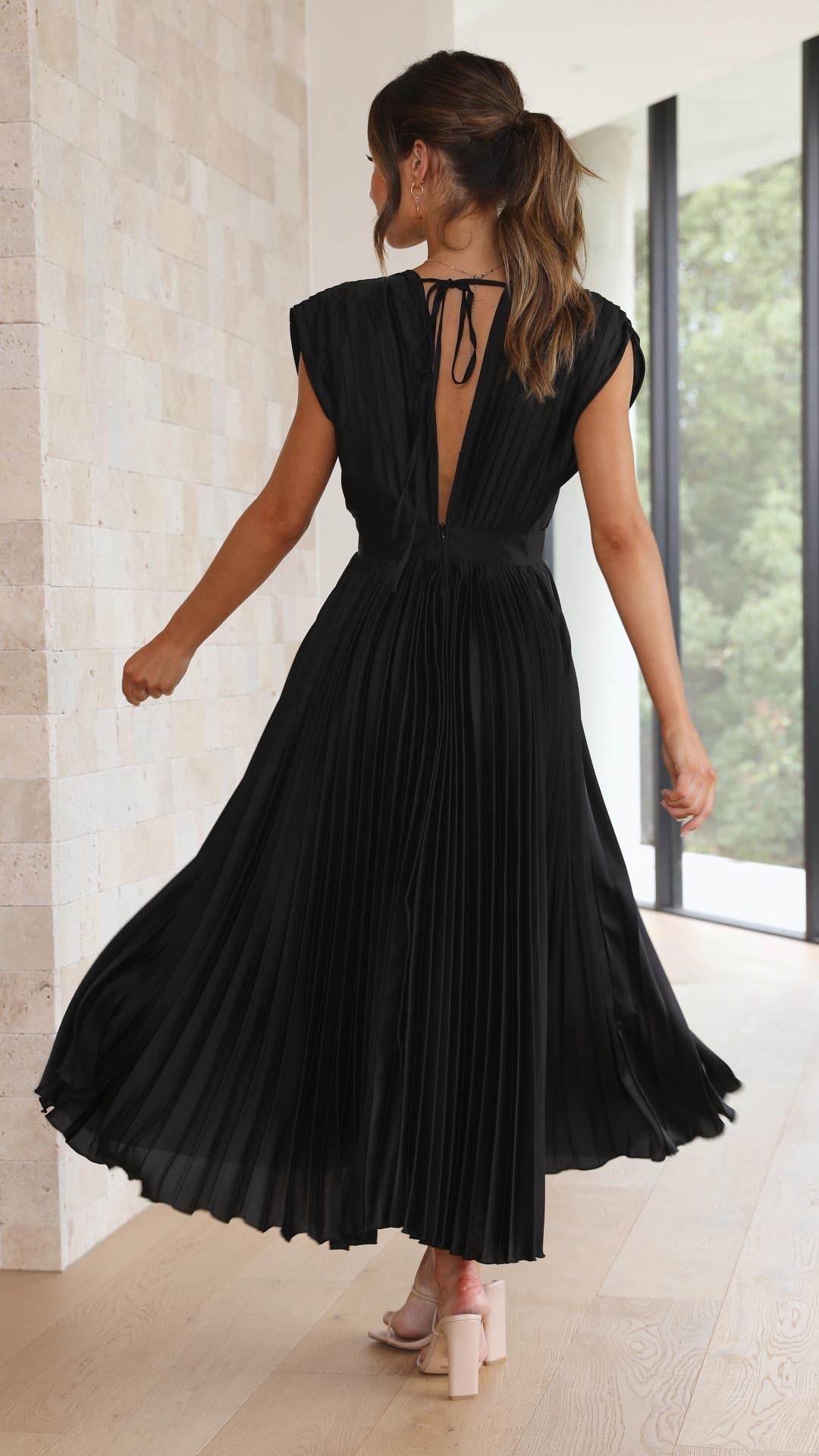 Image of Doris | Women's V-Neck Fit & Flare Midi Dress