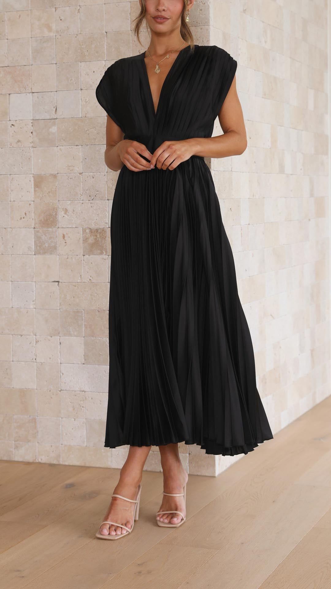 Image of Doris | Women's V-Neck Fit & Flare Midi Dress