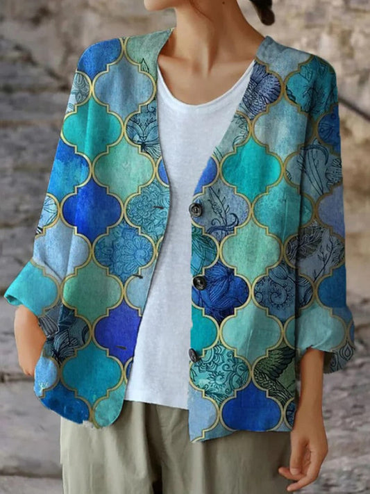 Adeline | Women's Button Front Printed Jacket - Image 1
