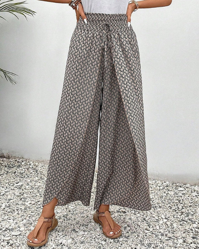 Couture-moda | Lightweight Flowing Casual Wear Leg Trousers with Elastic Waist - Image 3