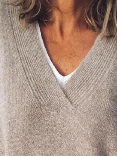 Jeanette | Women's Oversized V-Neck Sweater - Image 3