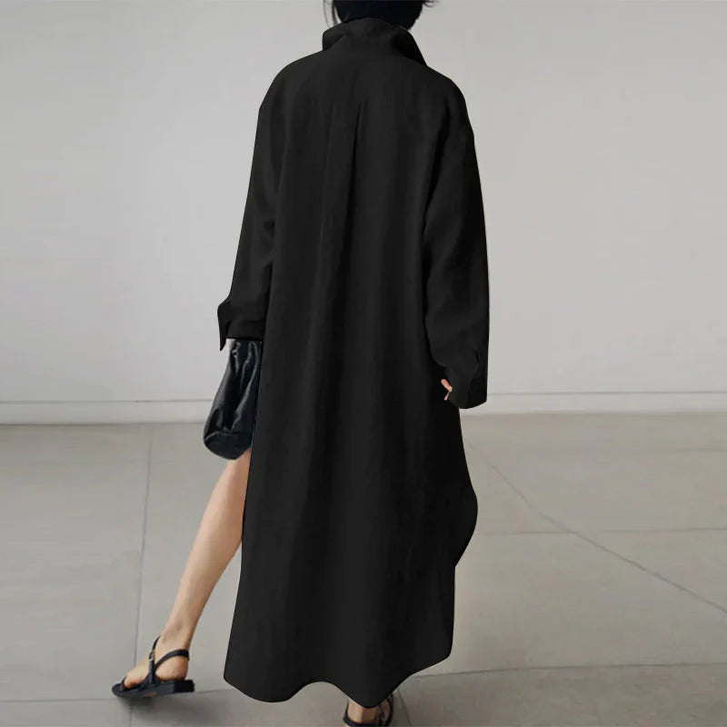 Image of Ellen | Women's Long Sleeve Button-Down Maxi Dress