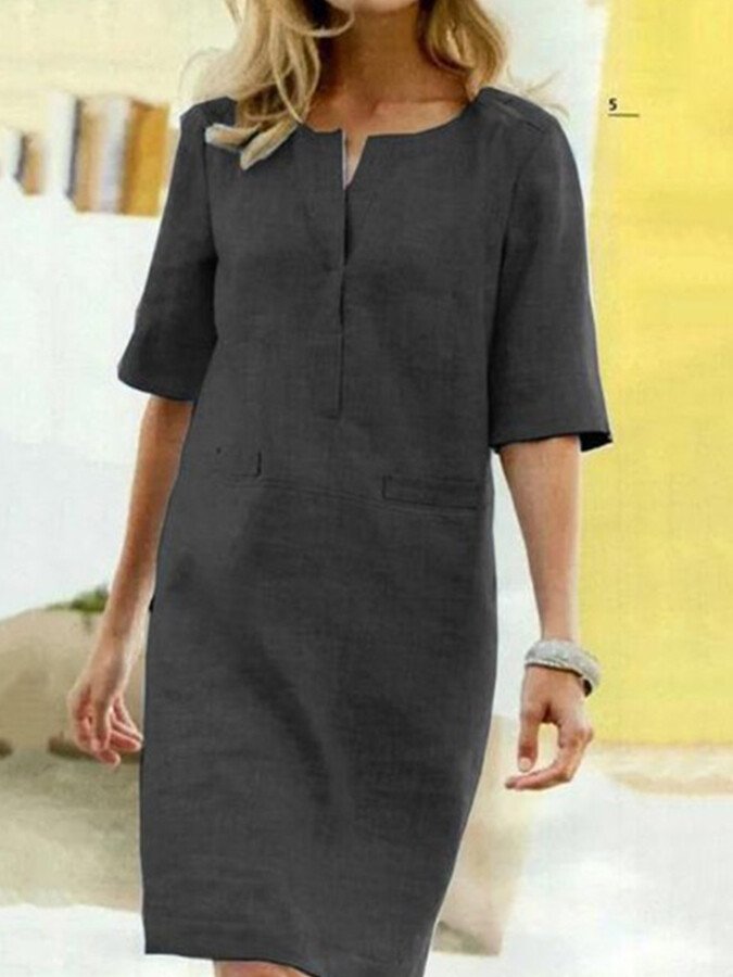 Image of Emily | Women's Elbow Sleeve Shift Midi Dress