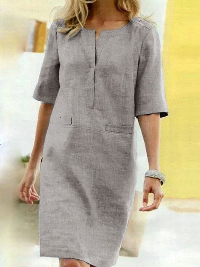 Image of Emily | Women's Elbow Sleeve Shift Midi Dress