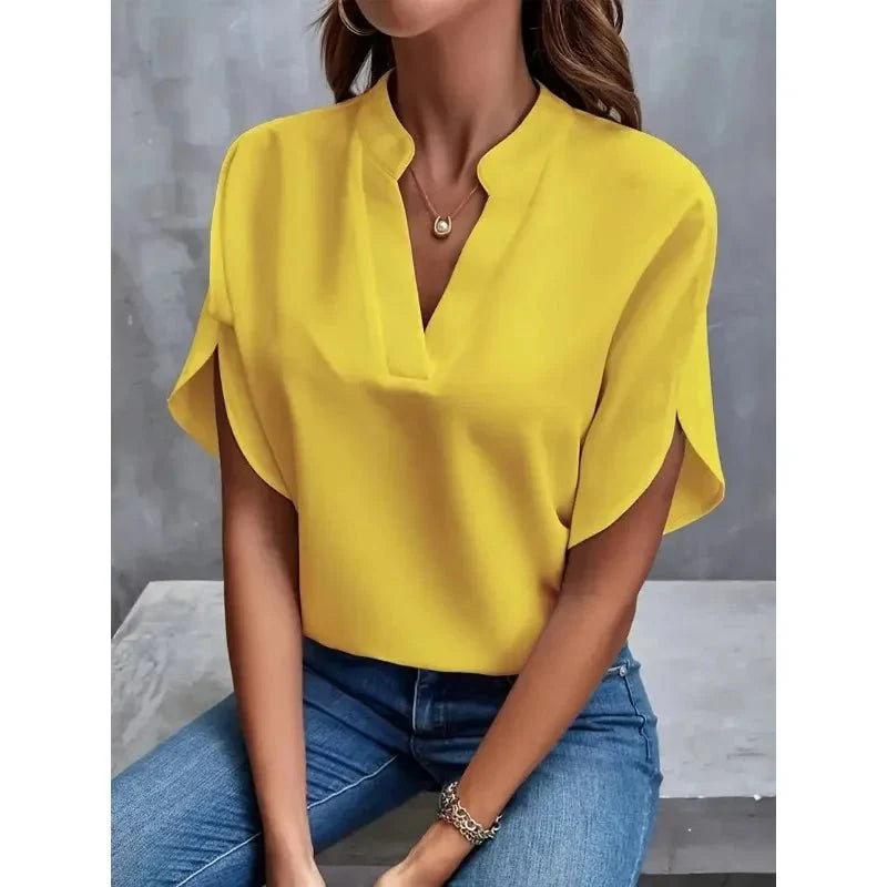 Image of Emily | Women's V-Neck Split Sleeve Blouse