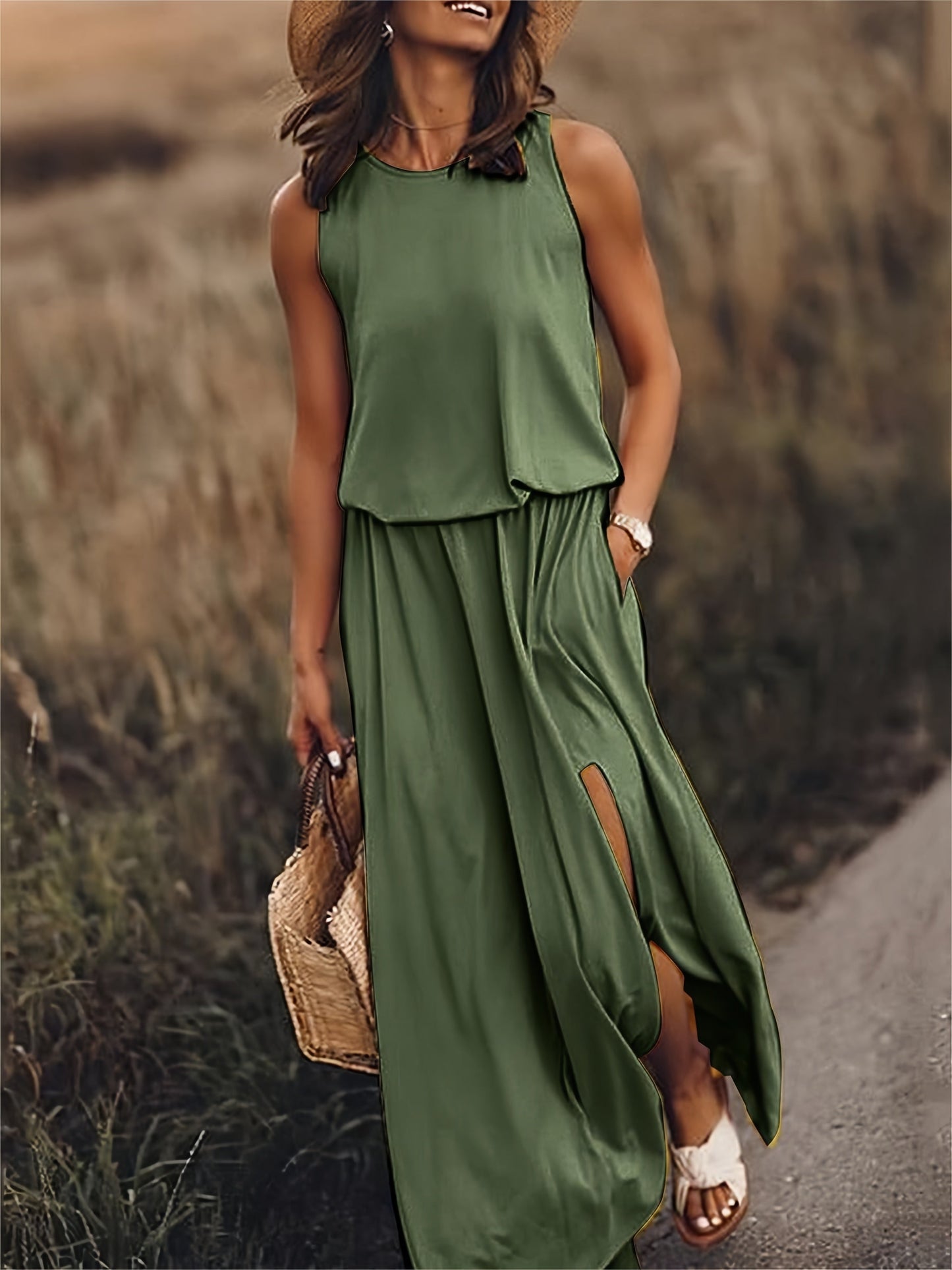 Image of Erica | Women's Sleeveless A-Line Maxi Dress