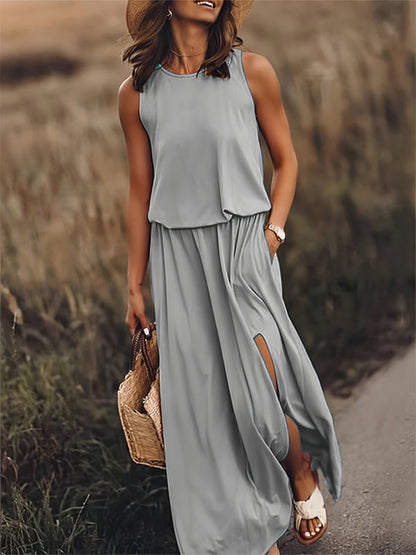 Image of Erica | Women's Sleeveless A-Line Maxi Dress