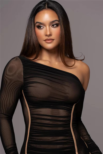 Image of Evelyn | Women's One Shoulder Bodycon Midi Dress
