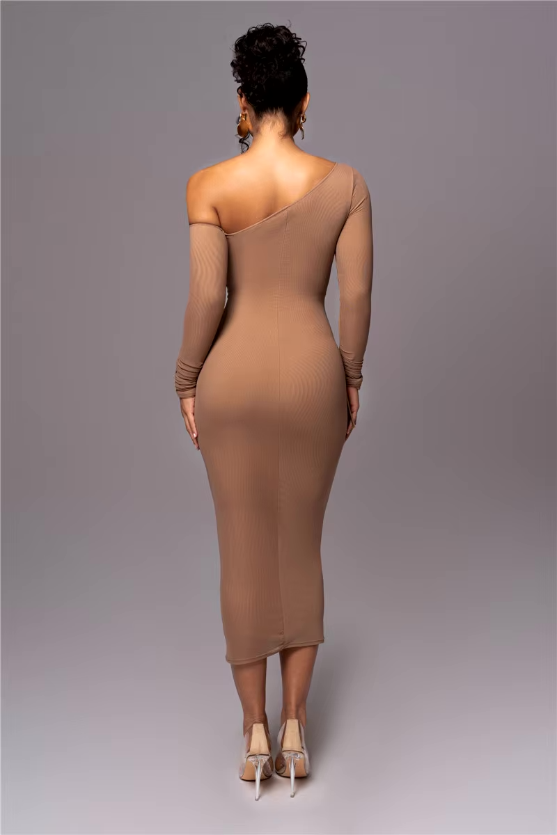 Image of Evelyn | Women's One Shoulder Bodycon Midi Dress