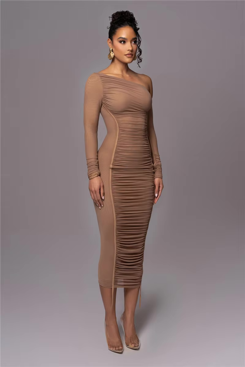 Image of Evelyn | Women's One Shoulder Bodycon Midi Dress