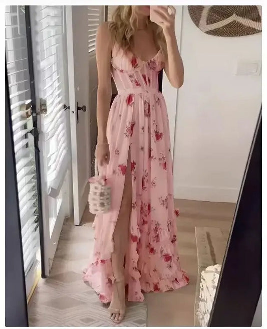 Zara | Elegant Floral Slit Maxi Dress for Special Occasions - Image 1