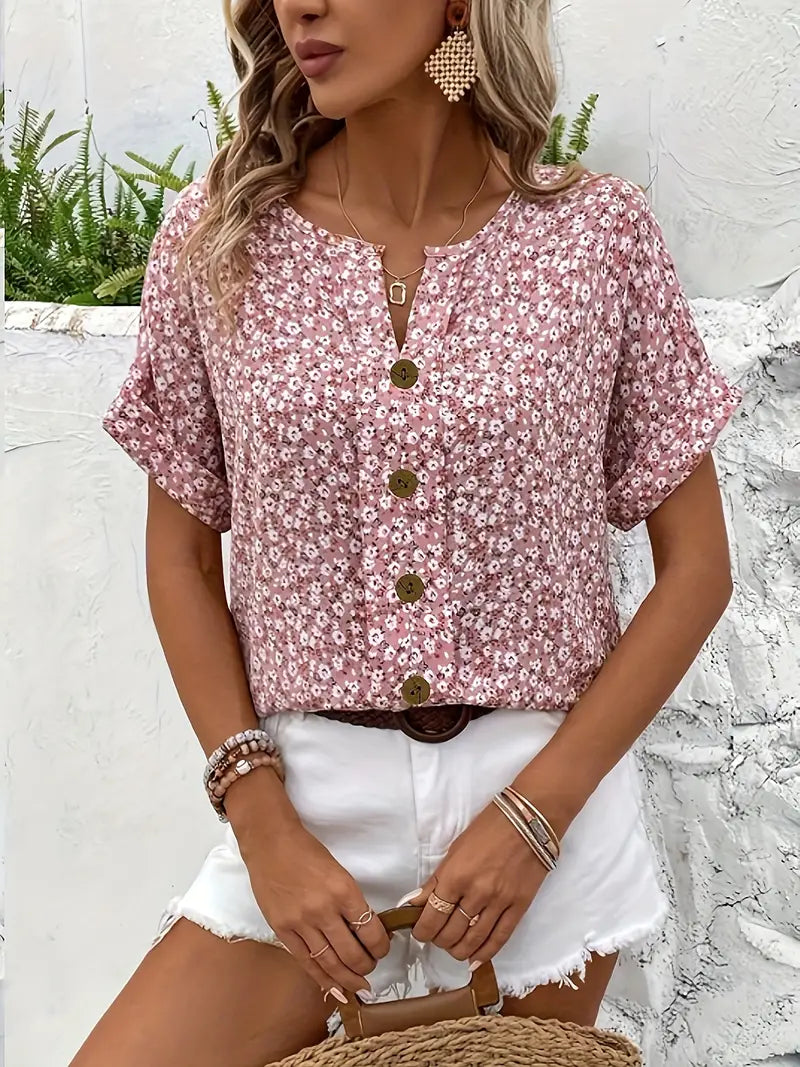 Image of Fiona | Women's Button-Down Floral Blouse