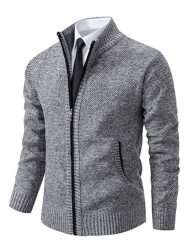 Chad | Men's Full-Zip Ribbed Knit Cardigan - Image 9