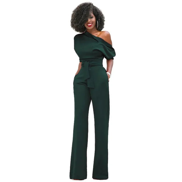 Image of Grace | Women's One Shoulder Belted Jumpsuit