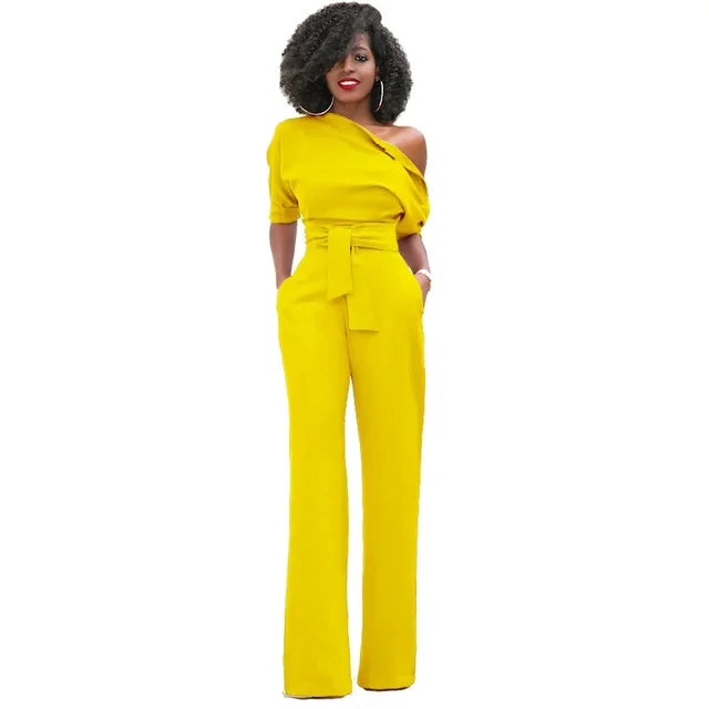 Image of Grace | Women's One Shoulder Belted Jumpsuit