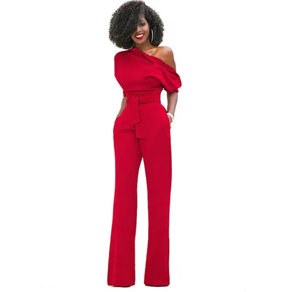 Image of Grace | Women's One Shoulder Belted Jumpsuit