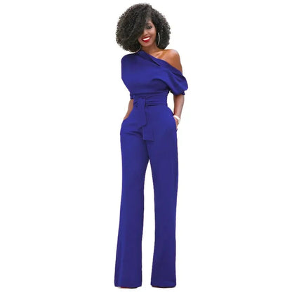 Image of Grace | Women's One Shoulder Belted Jumpsuit