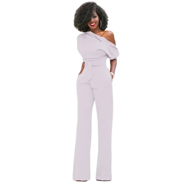 Image of Grace | Women's One Shoulder Belted Jumpsuit