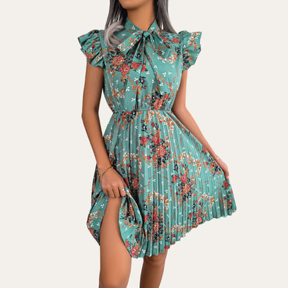 Vestea | Elegant Floral Dress with Bow - Image 3